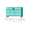 Furniture Logo Design, Home Furniture Illustration Table Icons, Chairs, Cupboards, Lamps