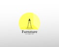 furniture logos. black chair icon design with flower pot, and yellow sun light. white isolated. for corporate brands and graphic