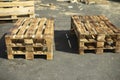 Furniture made of planks on street. Wooden pallets. Made of planks Royalty Free Stock Photo