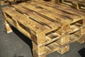 Furniture made of planks on street. Wooden pallets. Made of planks Royalty Free Stock Photo