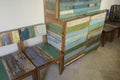 Furniture made from reclaimed fishing boats, Cooper Island Beach Club, Cooper Island, BVI