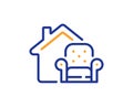 Furniture moving line icon. Home armchair sign. Vector