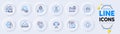 Furniture moving, Video conference and Online voting line icons for web app. Pictogram icon. Vector