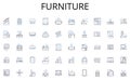 Furniture line icons collection. Baked, Pastries, Flaky, Yummy, Delicious, Sweet, Desserts vector and linear