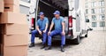 Furniture Removal Men. Relocation Delivery Truck