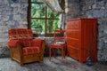 Furniture in retro room Royalty Free Stock Photo