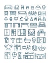 Furniture and sanitary line thin vector icons