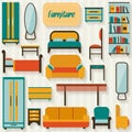 Furniture set for rooms of house Royalty Free Stock Photo