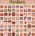 Furniture set for rooms of house. Game objects Royalty Free Stock Photo