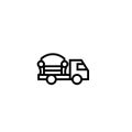 Furniture shipping truck icon. in house object delivery concept. simple clean thin outline style design.