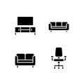Furniture store black glyph icons set on white space Royalty Free Stock Photo