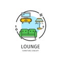 Furniture Thin Line Icon Concept. Vector