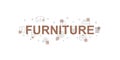 Furniture vector banner. Word with line icon.
