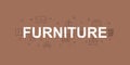 Furniture vector banner. Word with line icon. Vector background