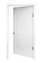 Furniture - White inside open door in the orange handle. Isolated Royalty Free Stock Photo