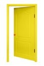 Furniture - Yellow inside open door in the orange handle. Isolated Royalty Free Stock Photo