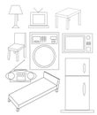 Furnitures for coloring, basic shapes