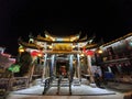 Furong Ancient Town illuminated at night. Amazing beautiful landscape scene of Furong Ancient Town