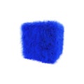 Furry Blue Cube. Abstract Design And Texture Concept Isolated On Transparent Background Royalty Free Stock Photo