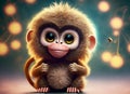 furry cheerful baby monkey with big eyes Royalty Free Stock Photo