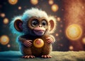 furry cheerful baby monkey with big eyes Royalty Free Stock Photo