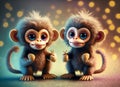 furry cheerful baby monkey with big eyes Royalty Free Stock Photo