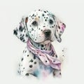 Furry Fashion Fun: Dalmatian Puppy with Headband Bandana AI Generated Royalty Free Stock Photo