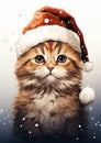 Furry Festive Feline: A Snowy Closeup of the Cutest Christmas Ki