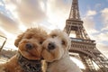 Furry Friends Capture A Pictureperfect Moment Beneath The Iconic Eiffel Tower Royalty Free Stock Photo