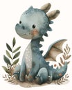 Furry Friends: A Playful Plant Pal - Cartoon Dragon Illustration