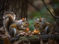 Furry Friends: Squirrels Sharing an Acorn Meal