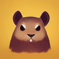 Furry gopher head. Brown hamster on a red background. AI-generated