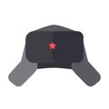 Furry hat with ear flaps and red star on front