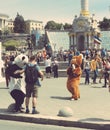 Furry mascots on the streets of Kyiv or Kiev Ukraine