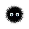 Furry monster, round cartoon prickly character vector illustration