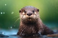 Furry Otter animal background. Generate Ai