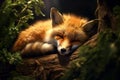 Furry Sleeping wild fox. Generate Ai Royalty Free Stock Photo
