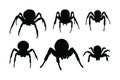 Furry spiders and insects sitting, silhouettes on a white background. Wild insects sitting in different positions. Dangerous Royalty Free Stock Photo