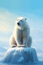 Furry White Polar Bear Sitting on a Rock Royalty Free Stock Photo