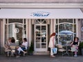 Furst Confectionery in Salzburg, where original chocolate Mozart balls are made in a silver package, Austria