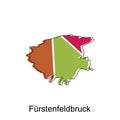 Furstenfeldbruck City of German map vector illustration, vector template with outline graphic sketch style isolated on white
