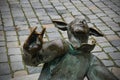 Furth, Germany, January 2020. The Circus fountain in the square of the German city of Furth. Gauklerbrunnen. Bavaria