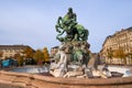 FURTH, GERMANY - OCTOBER 25 2020: Centaur Fountain in the city Furth