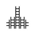 Black line icon for Further, ladder and follow