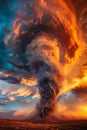 The Fury of Nature: A Chaotic Symphony of Clouds, Fire, and Wind Royalty Free Stock Photo