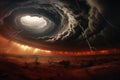 Fury Unleashed: Abstract Tornado Ravaging Desert Wasteland