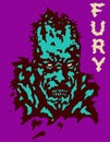 Fury zombie dead head cover. Vector illustration.