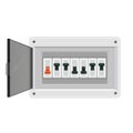 Fuse board box. Electrical power switch panel. Electricity equipment. Vector