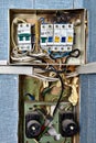Fuse box with burnt circuit breaker panel