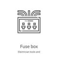 fuse box icon vector from electrician tools and elements collection. Thin line fuse box outline icon vector illustration. Linear